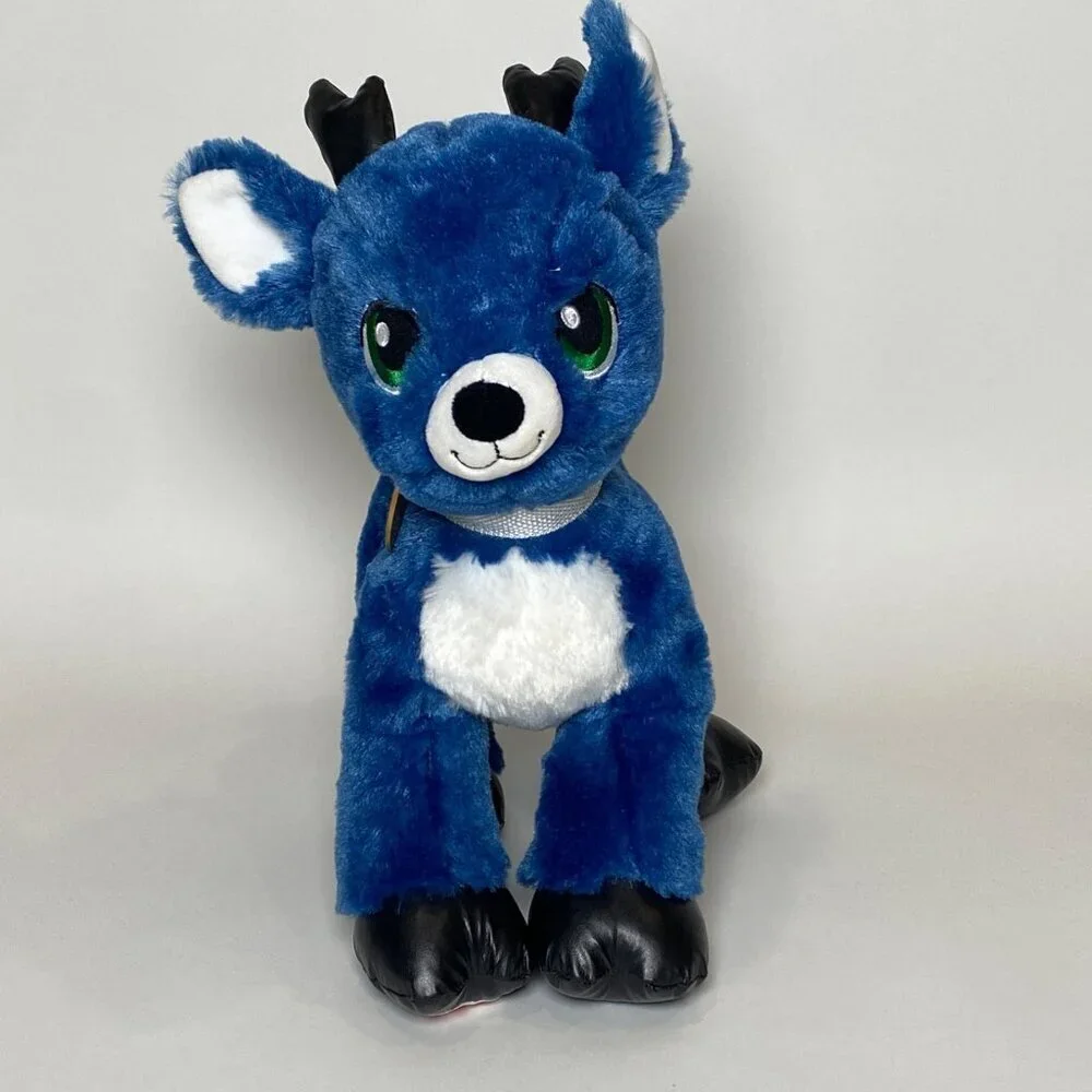 Build a Bear Workshop Tinsel Reindeer Plush Stuffed Animal Toy Blue No Cape
